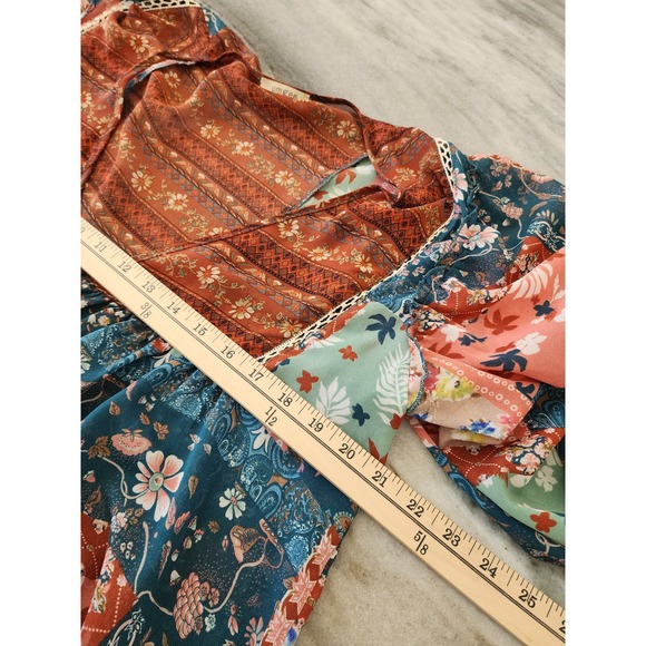 Boutique Umgee USA Patchwork Boho Kimono Hippie Stevie Nicks Gypsy Festival S - Picture 9 of 9